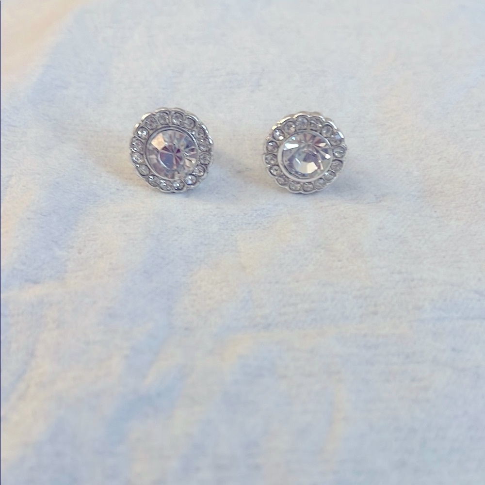 LC Lauren Conrad Silver Crystal Stud Earrings